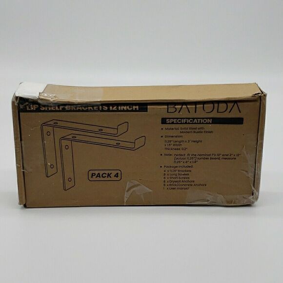 BATODA 12 in Shelf Brackets with Lip DIY Floating Shelf  4 Pack - Picture 10 of 10
